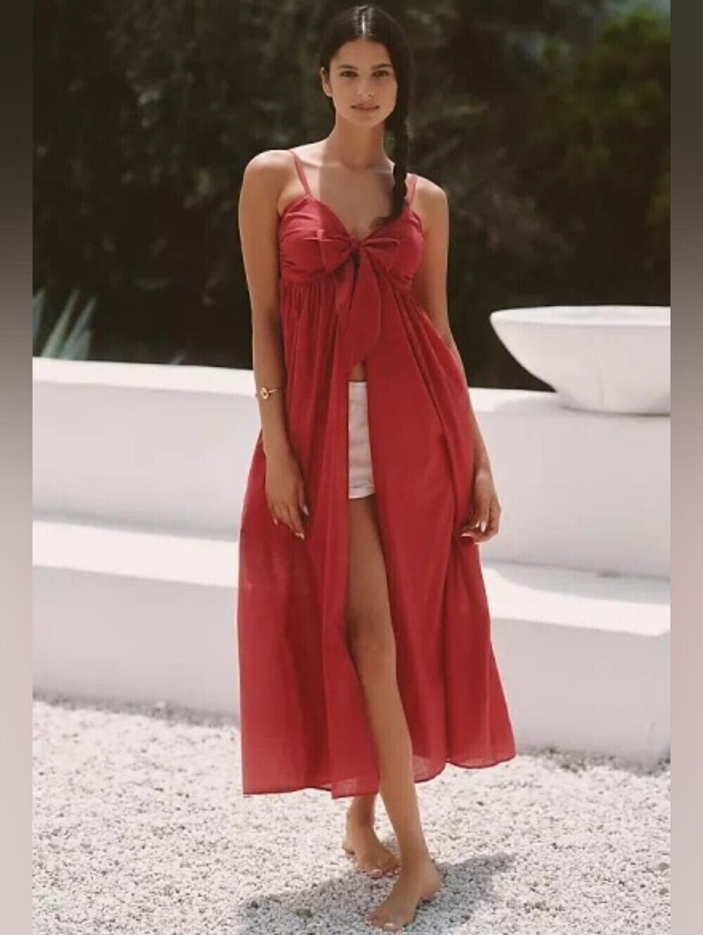 Anthropologie Celandine Flowy Cape Maxi Top Berry Red size Medium